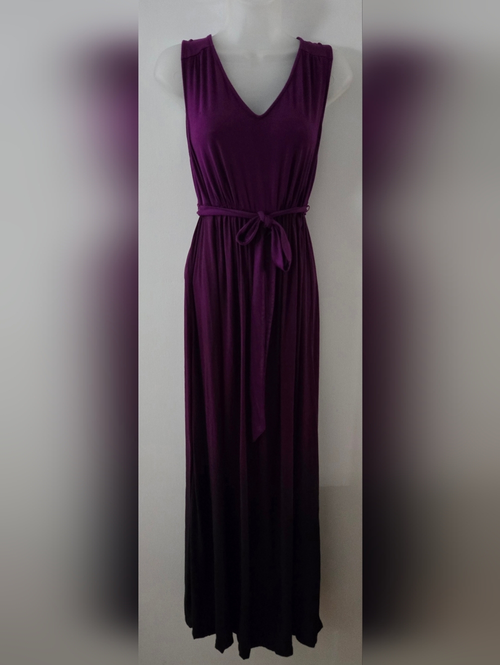 Liz Lange Maternity Dress Sz Medium Maxi Length Tie Belt Sleeveless Euc